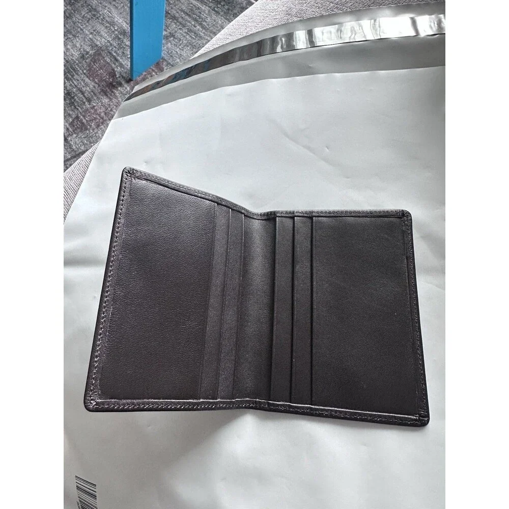 Moda Spana Men's Minimalist Gray Bifold Card Leather Wallet Dark Bown